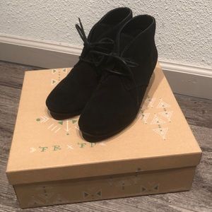 Nine West Black Suede Wedge Heel Booties